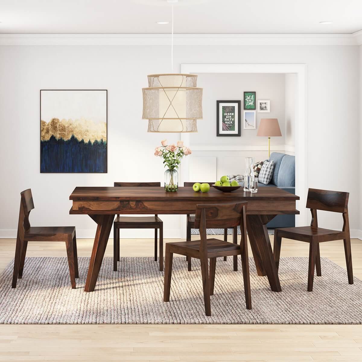 Modern wooden dining table best sale and chairs