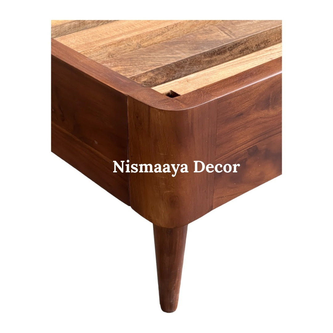 Nismaaya Emma Oak Wood and Rattan Bed