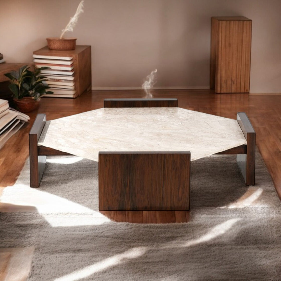 Octa Travertine Stone Coffee Table