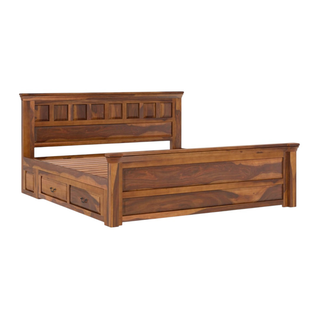 Ainsley Sheesham Wood Drawers Storage Bed 2