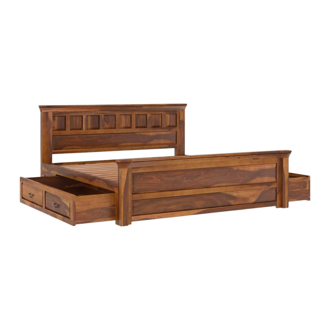 Ainsley Sheesham Wood Drawers Storage Bed 4