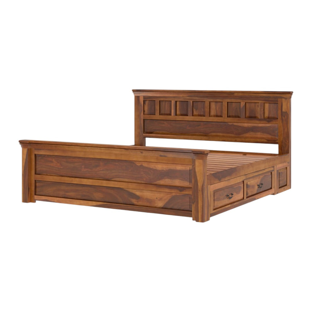 Ainsley Sheesham Wood Drawers Storage Bed 3