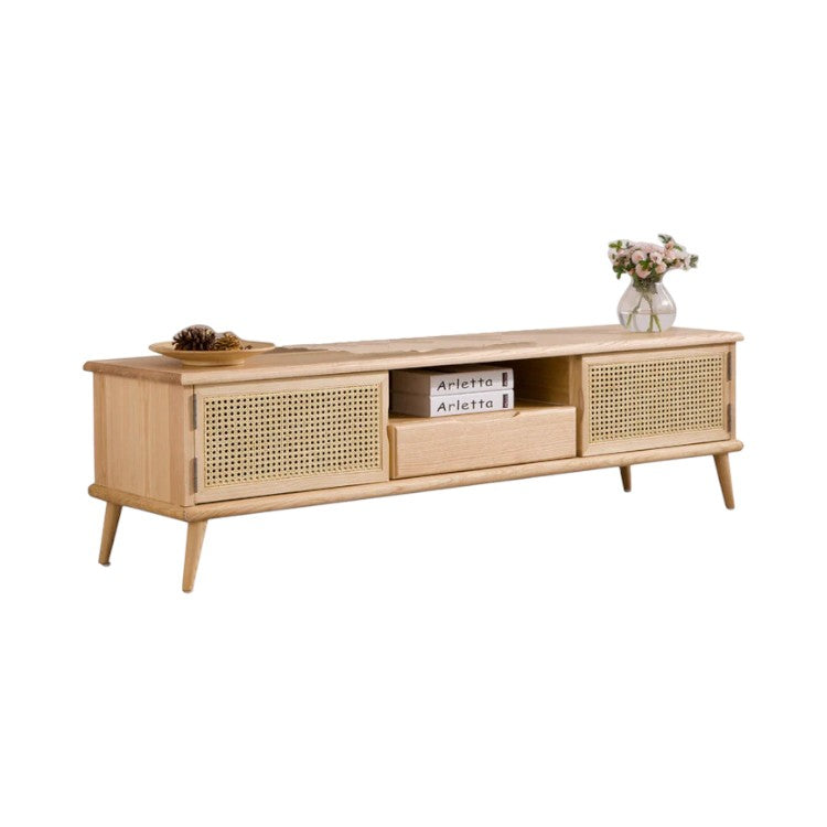 Elgin Solid Ash Wood & Rattan TV Unit 4