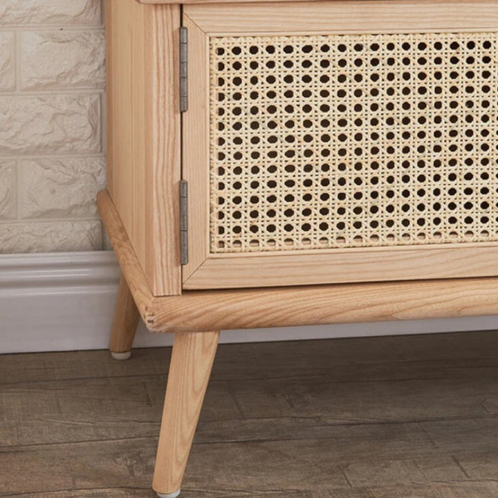 Elgin Solid Ash Wood & Rattan TV Unit 7