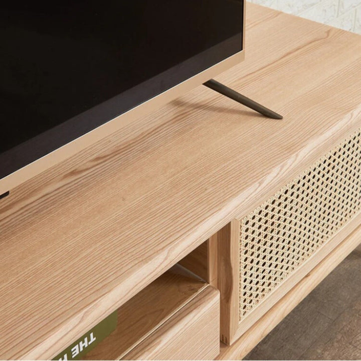 Elgin Solid Ash Wood & Rattan TV Unit 6