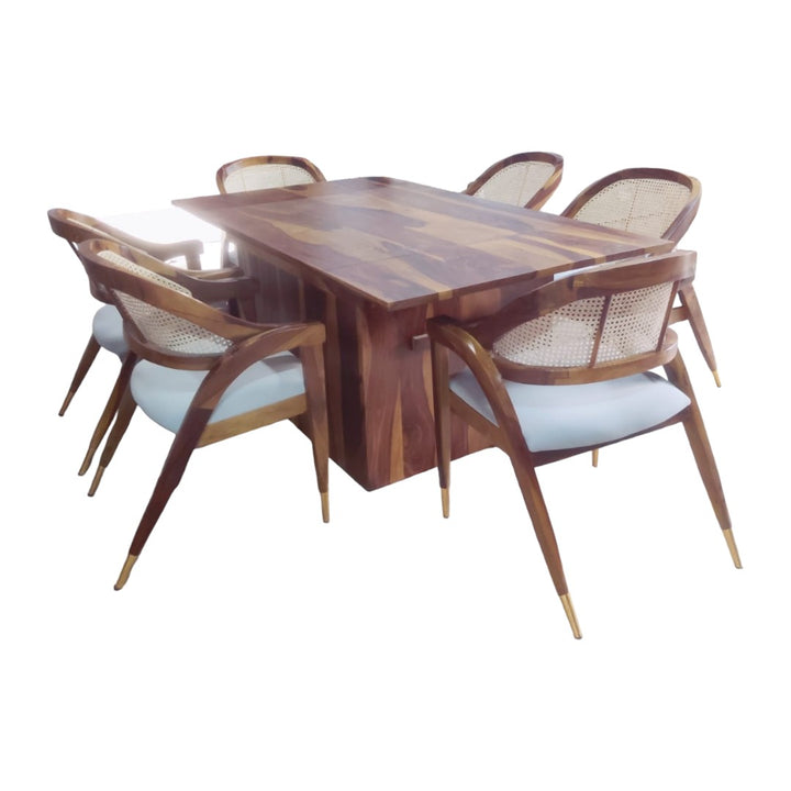 Garin Solid Sheesham Wood 6 Seater Dining Table Set 2