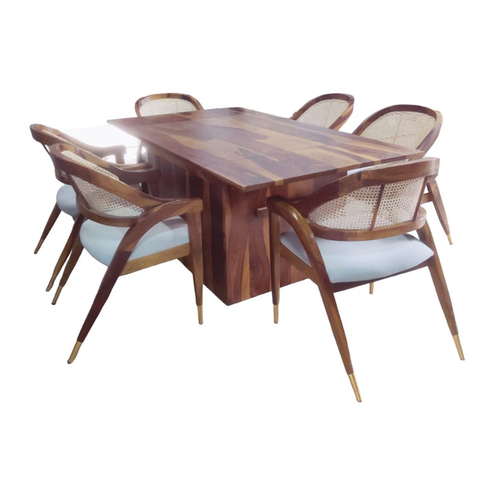 Garin Solid Sheesham Wood 6 Seater Dining Table Set 3