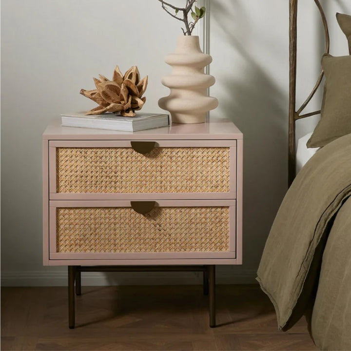 Groot Solid Mango Wood & Rattan Bedside