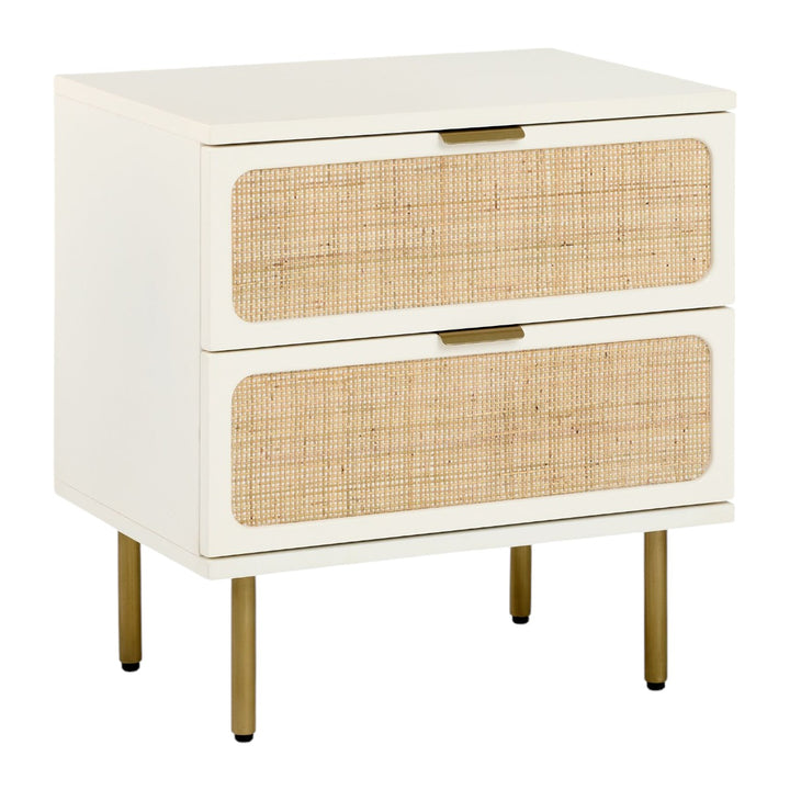 Hines Solid Mango Wood & Rattan Bedside