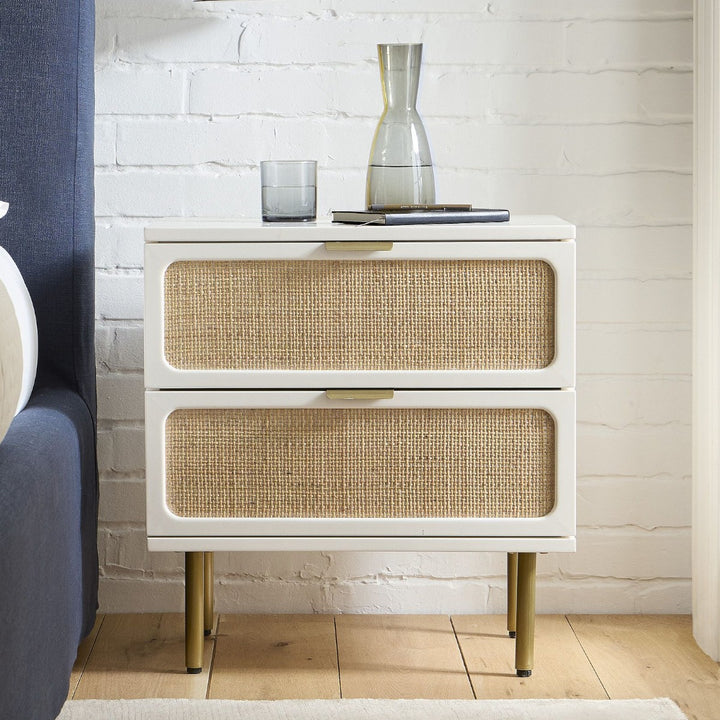 Hines Solid Mango Wood & Rattan Bedside