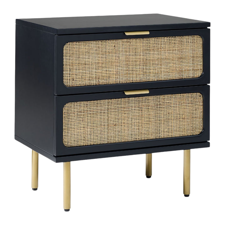 Hines Solid Mango Wood & Rattan Bedside