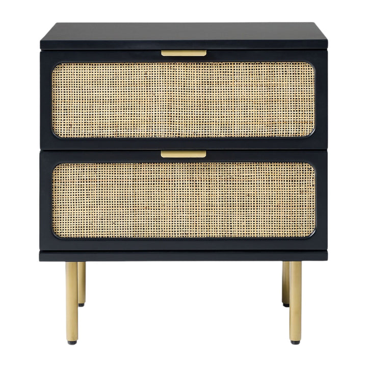 Hines Solid Mango Wood & Rattan Bedside