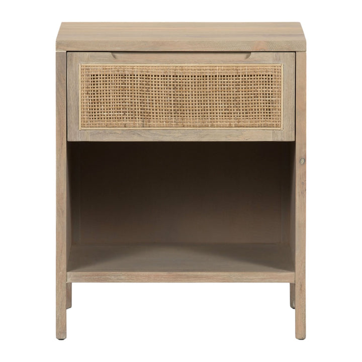 Hoang Solid Mango Wood & Rattan Bedside