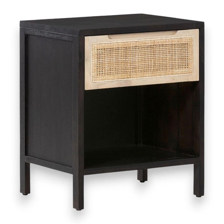 Hoang Solid Mango Wood & Rattan Bedside