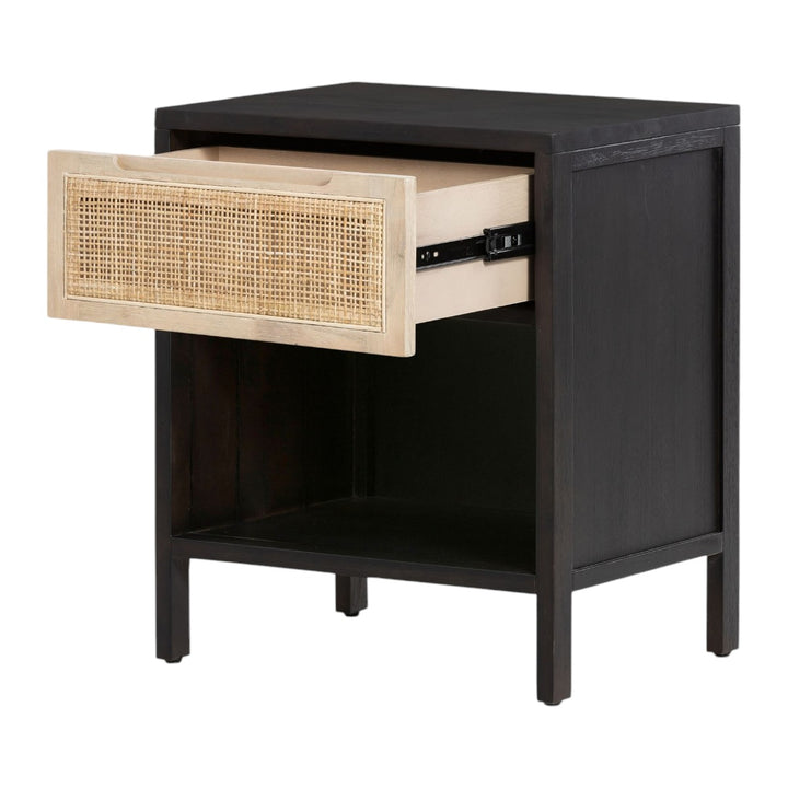 Hoang Solid Mango Wood & Rattan Bedside