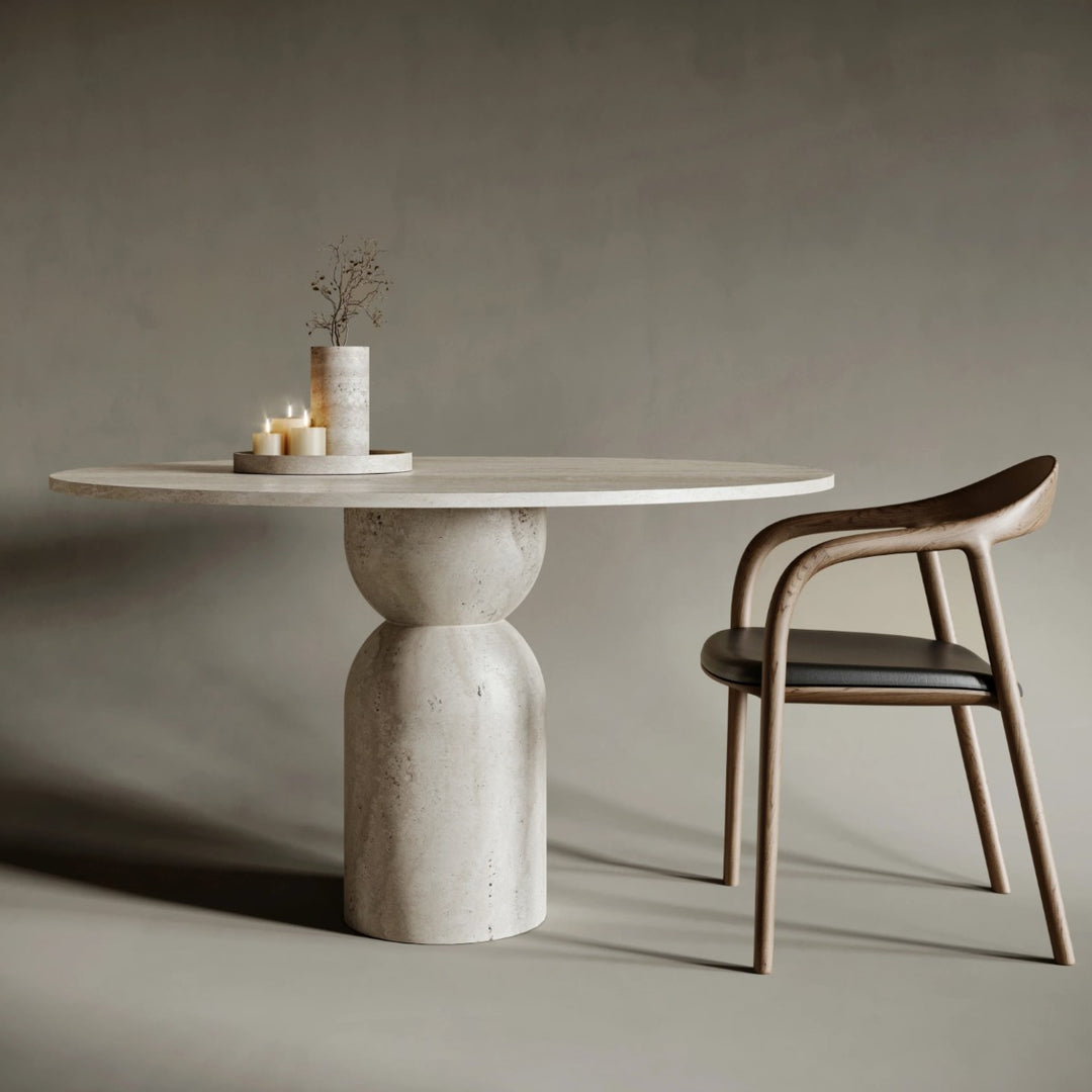 Jana Ovel Travertine Stone Dining Table 1