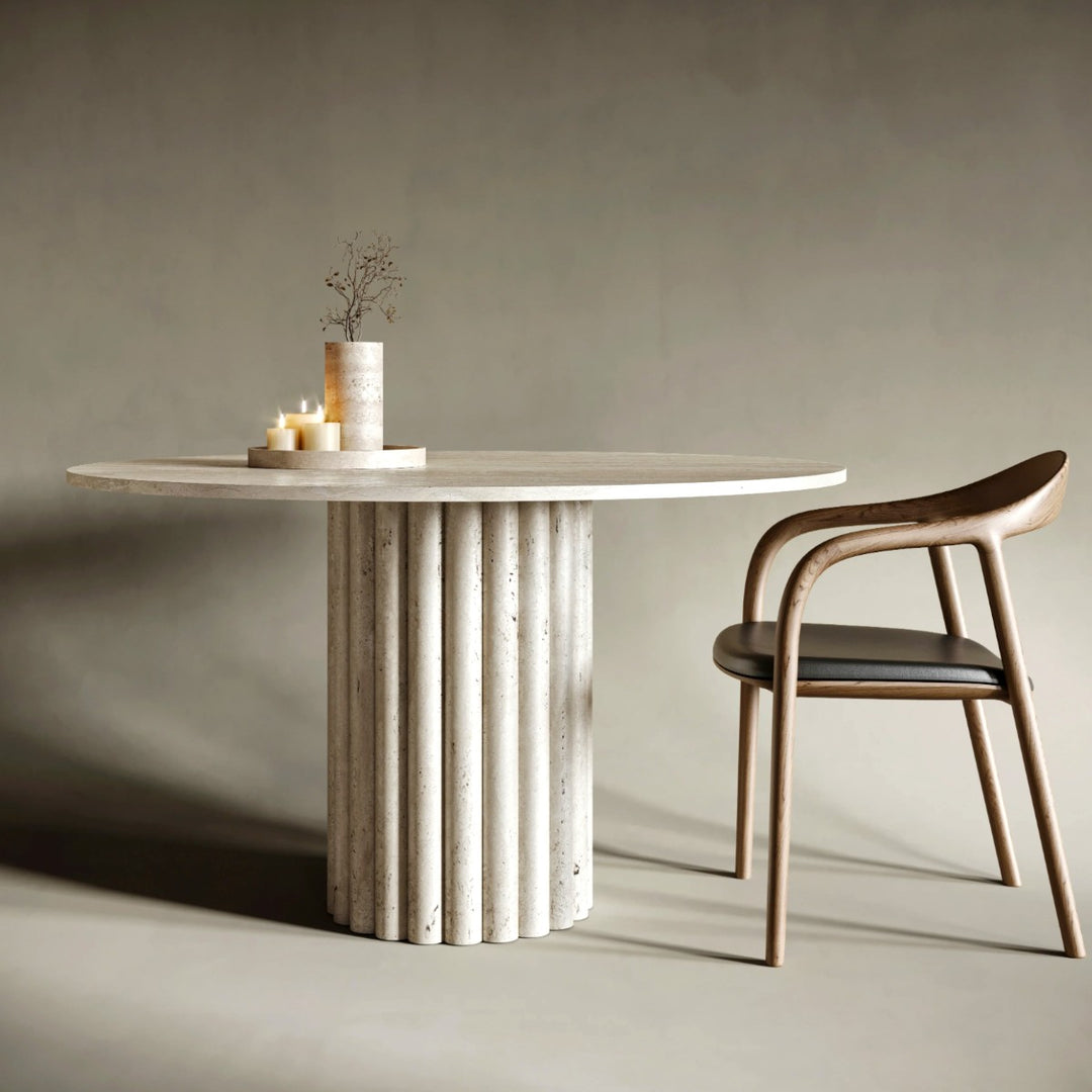 Janis Ovel Travertine Stone Dining Table 1