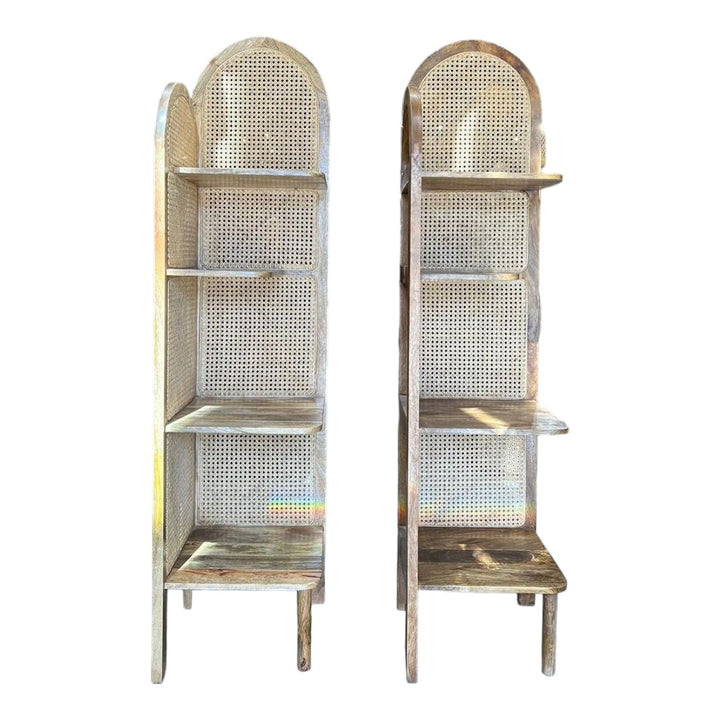 Jaron Solid Mango Wood & Rattan Bookcase 3