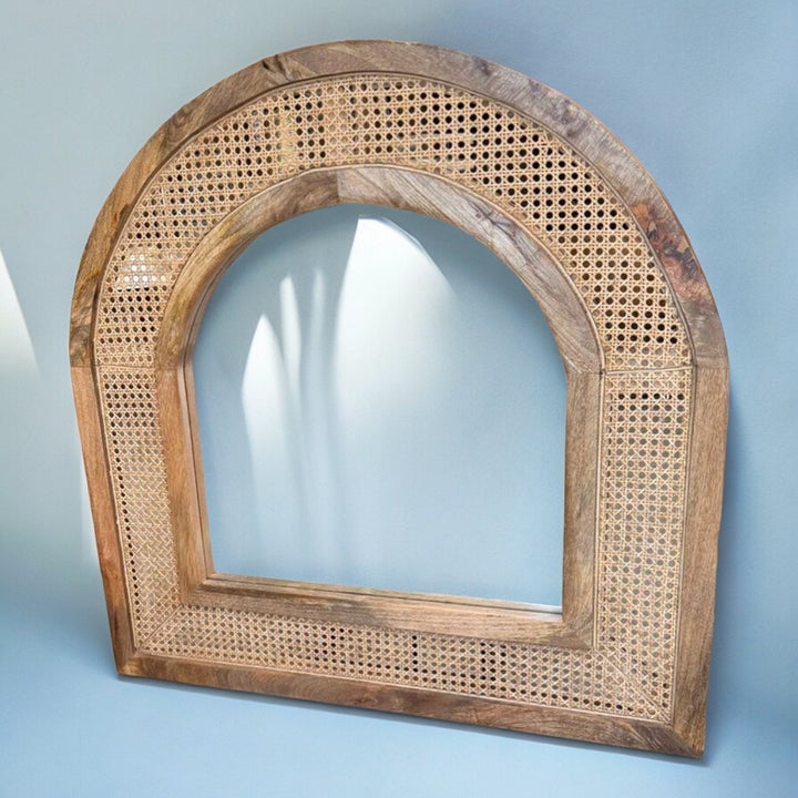 Jasper Solid Mango Wood & Rattan Mirror 1