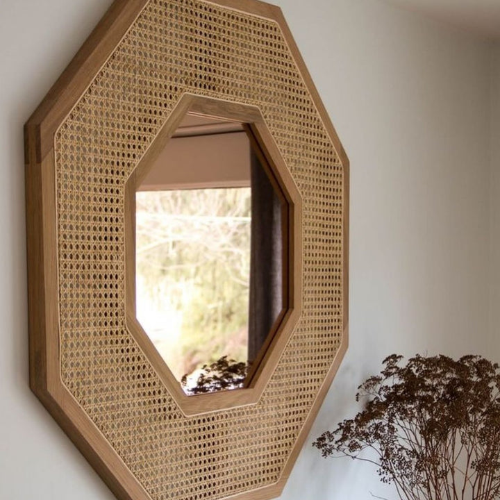 Javes Solid Mango Wood & Rattan Mirror 1