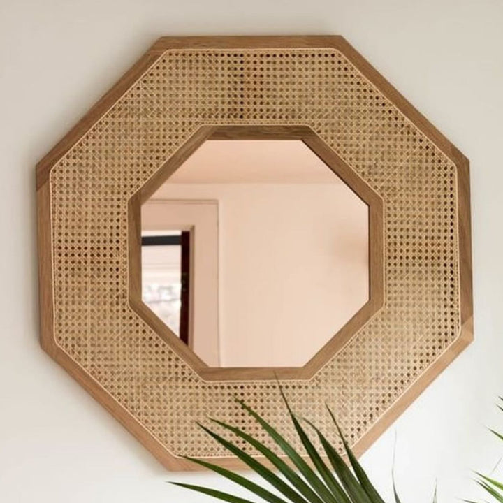 Javes Solid Mango Wood & Rattan Mirror 2