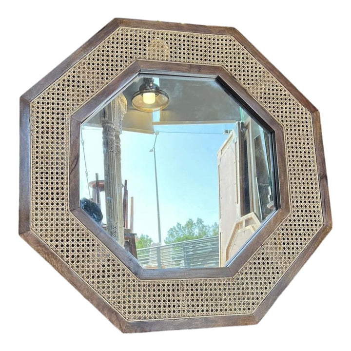 Javes Solid Mango Wood & Rattan Mirror 3