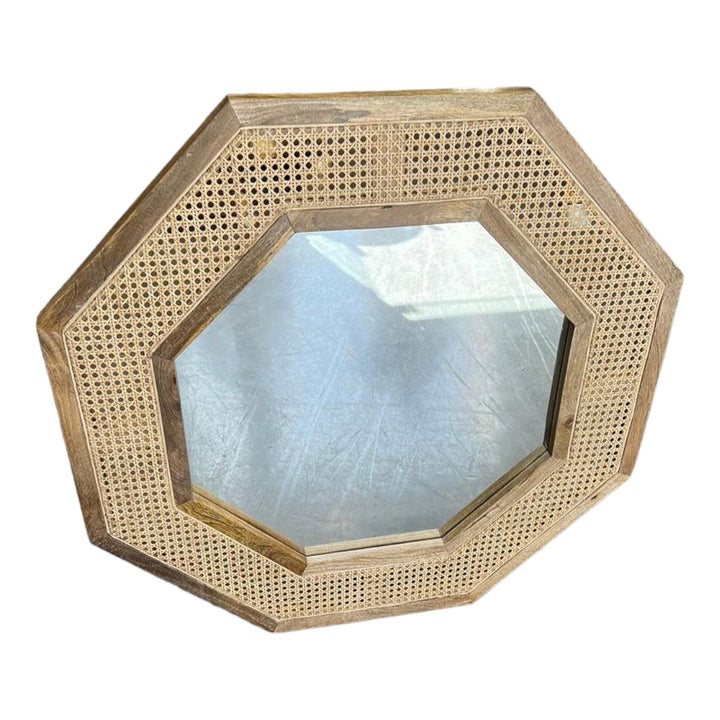 Javes Solid Mango Wood & Rattan Mirror 4