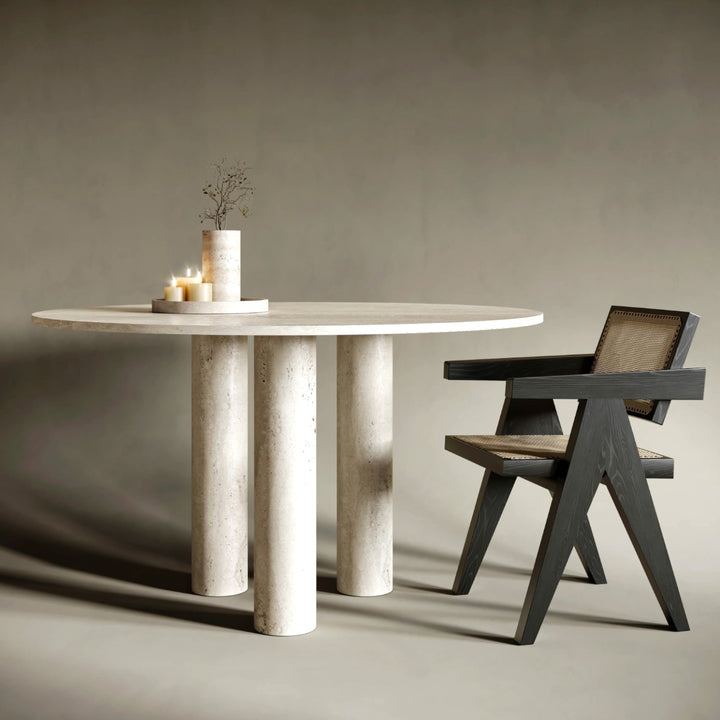 Jen Ovel Travertine Stone Dining Table 1