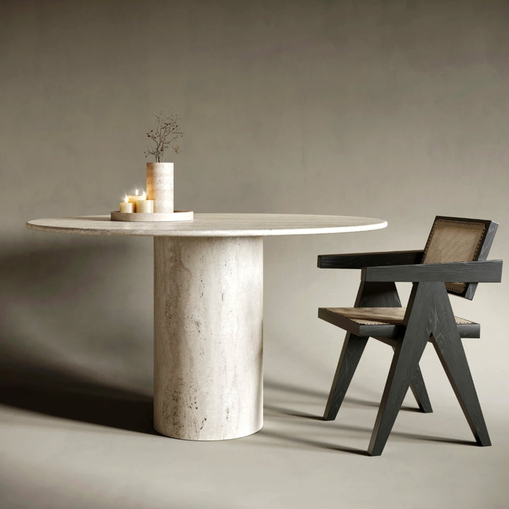 Jeri Ovel Travertine Stone Dining Table