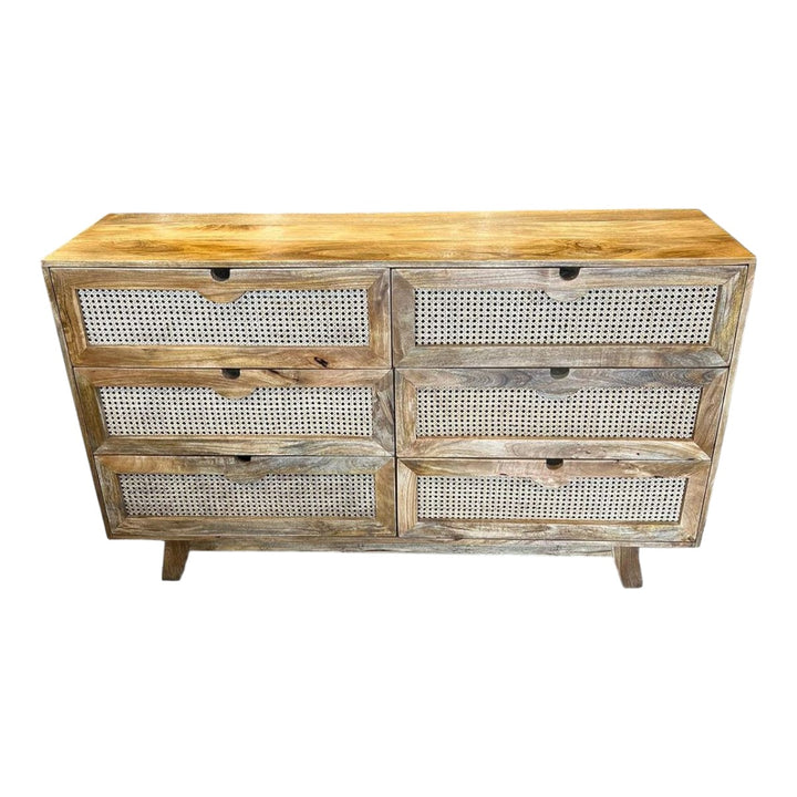 Jerica Solid Mango Wood & Rattan Chest Of Drawers 3