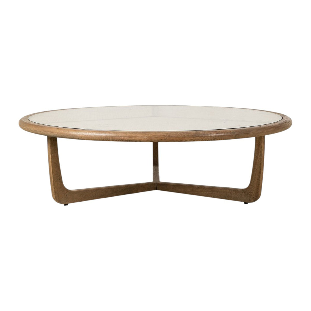 Johnny Solid Oak Wood & Rattan Coffee Table