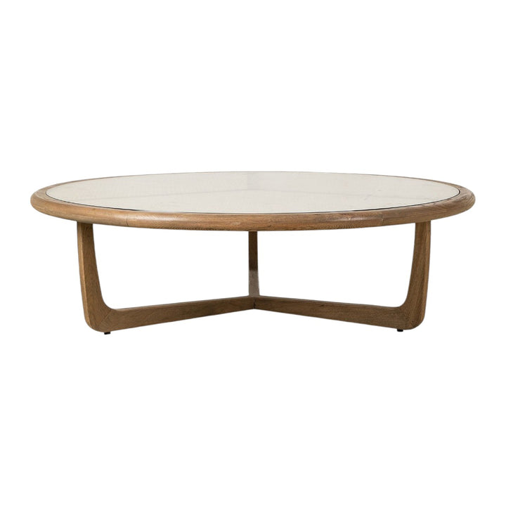 Johnny Solid Oak Wood & Rattan Coffee Table