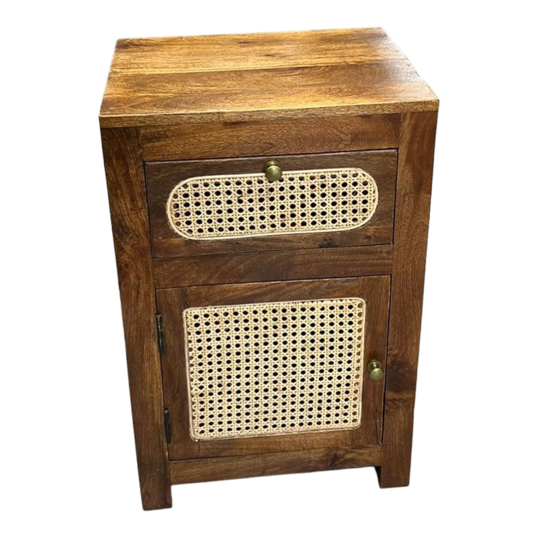 Kalin Solid Mango Wood & Rattan Bedside 2