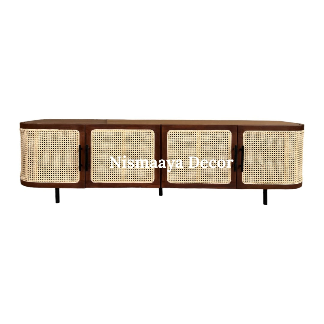 Kanti Mango Wood & Rattan TV Unit Natural