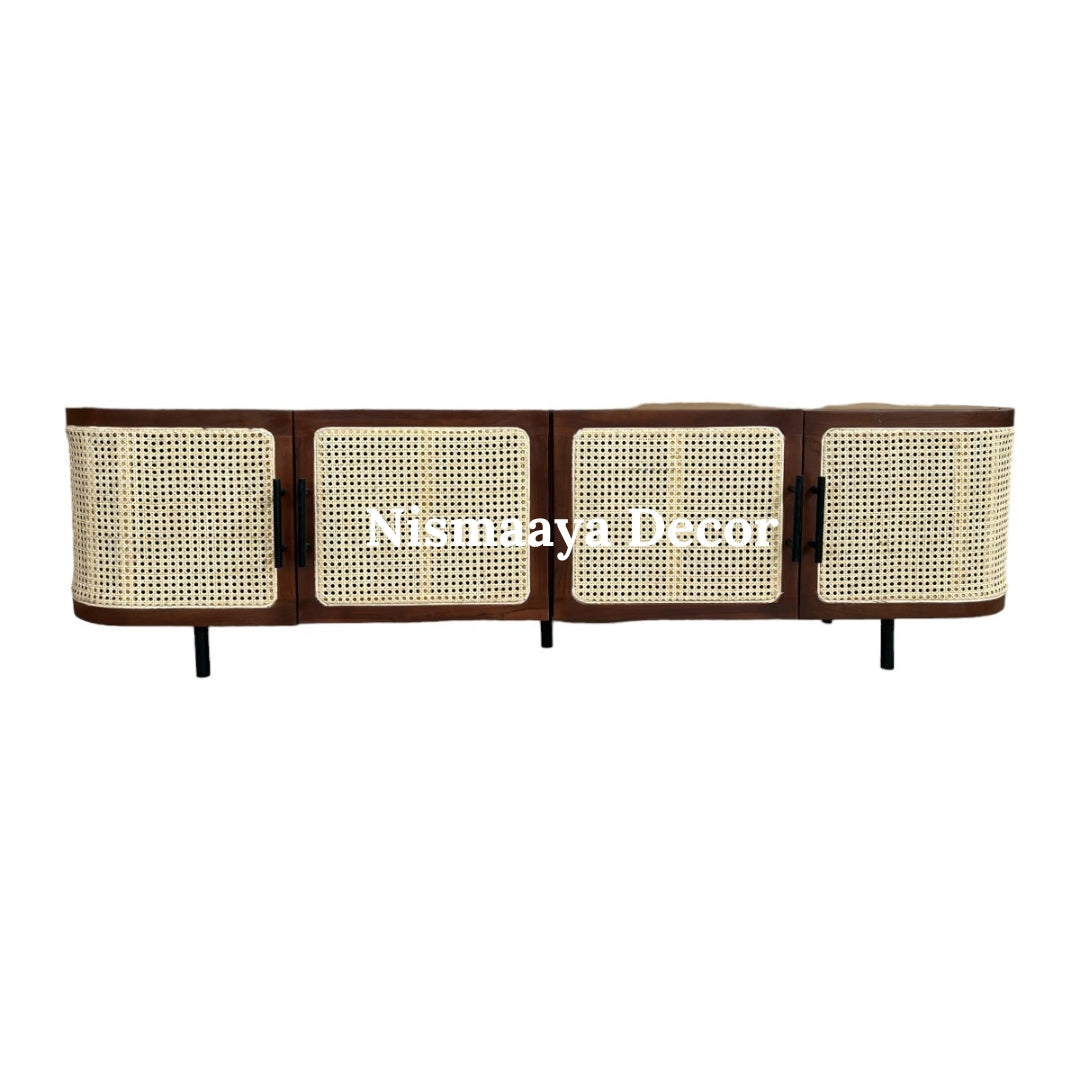 Kanti Mango Wood & Rattan TV Unit Natural