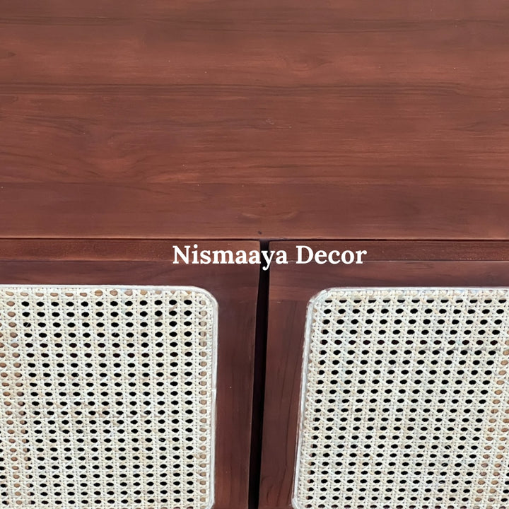 Kanti Mango Wood & Rattan TV Unit Natural