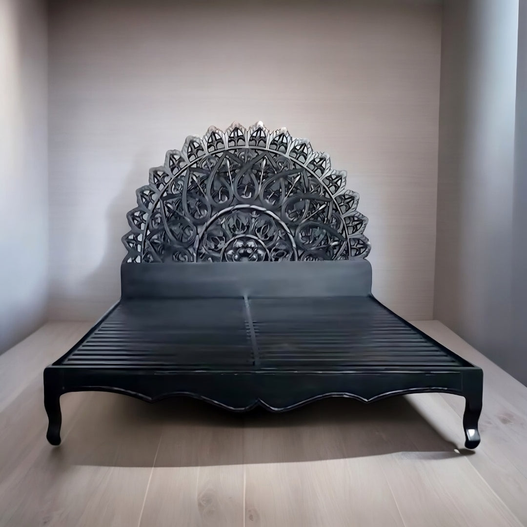Macia Hand Carved Solid Mango Wood Bed 1