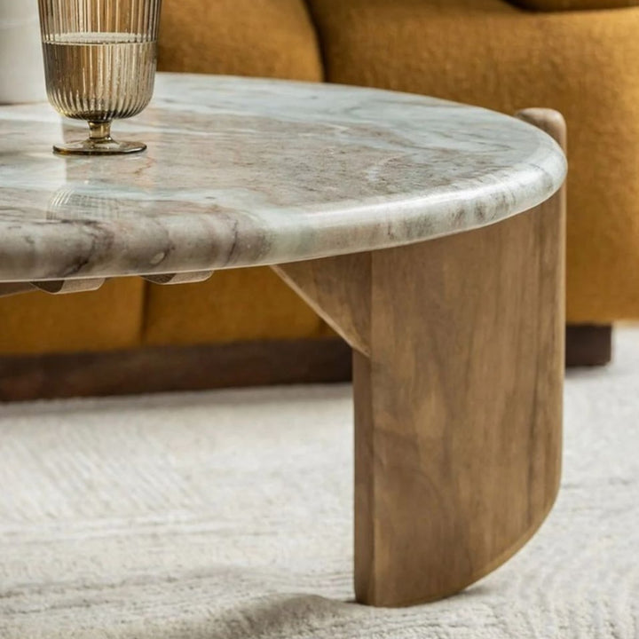 Maine Mango Wood & Marble Top Coffee Table 3