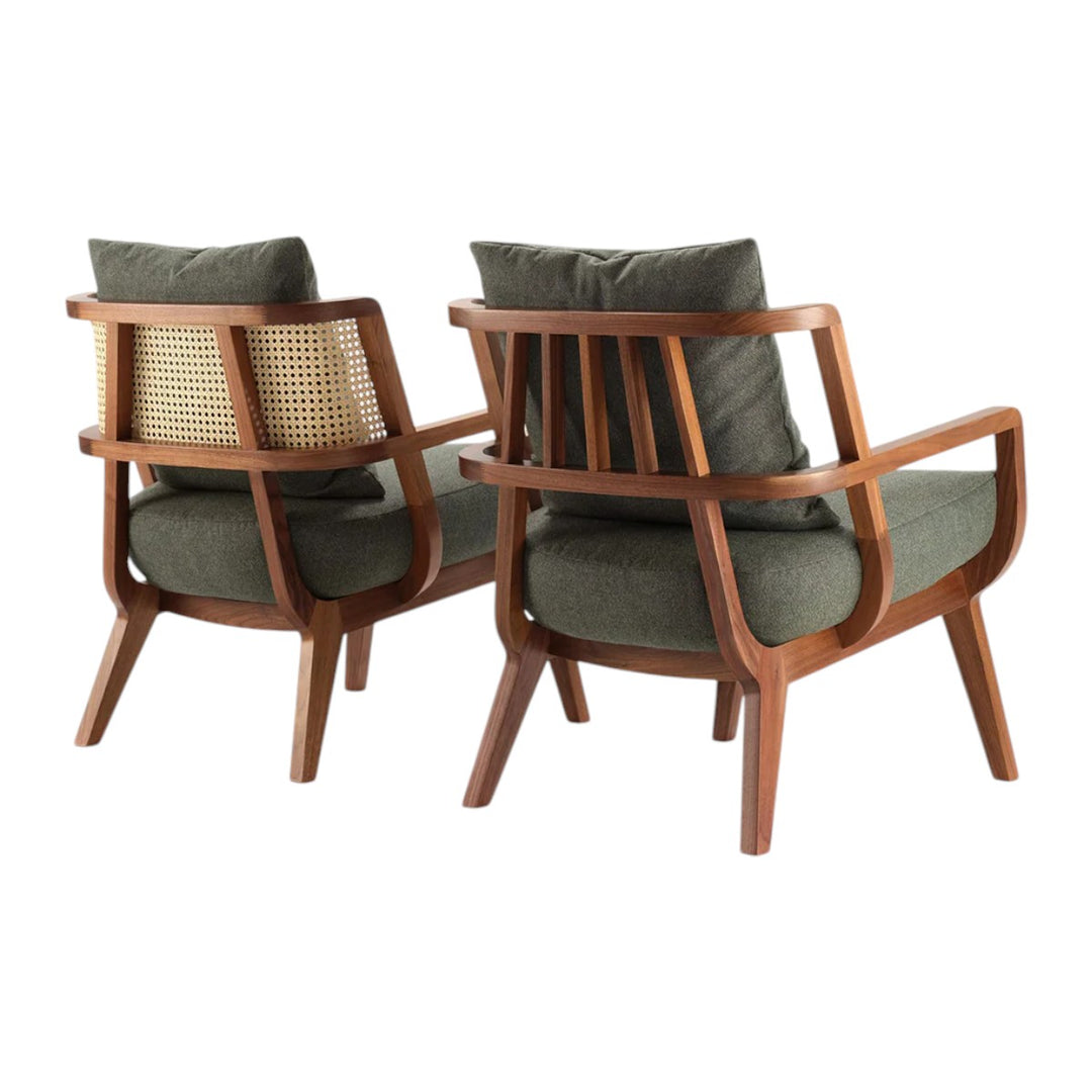 Malini Solid Teak Wood & Rattan Lounge Chair 4