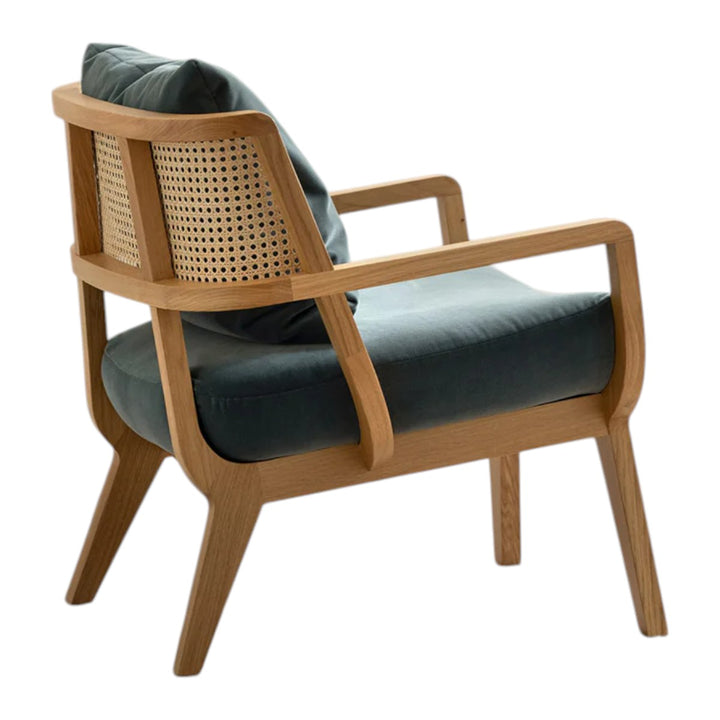 Malini Solid Teak Wood & Rattan Lounge Chair 3