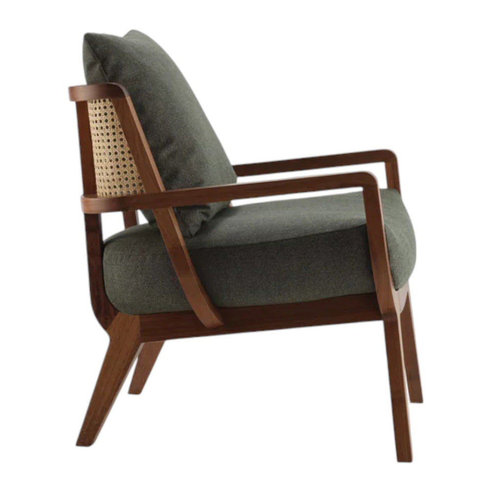 Malini Solid Teak Wood & Rattan Lounge Chair 2