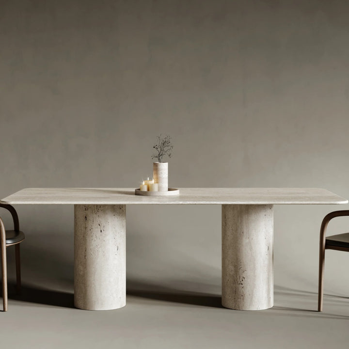 Mance Rectangular Travertine Dining Table 1