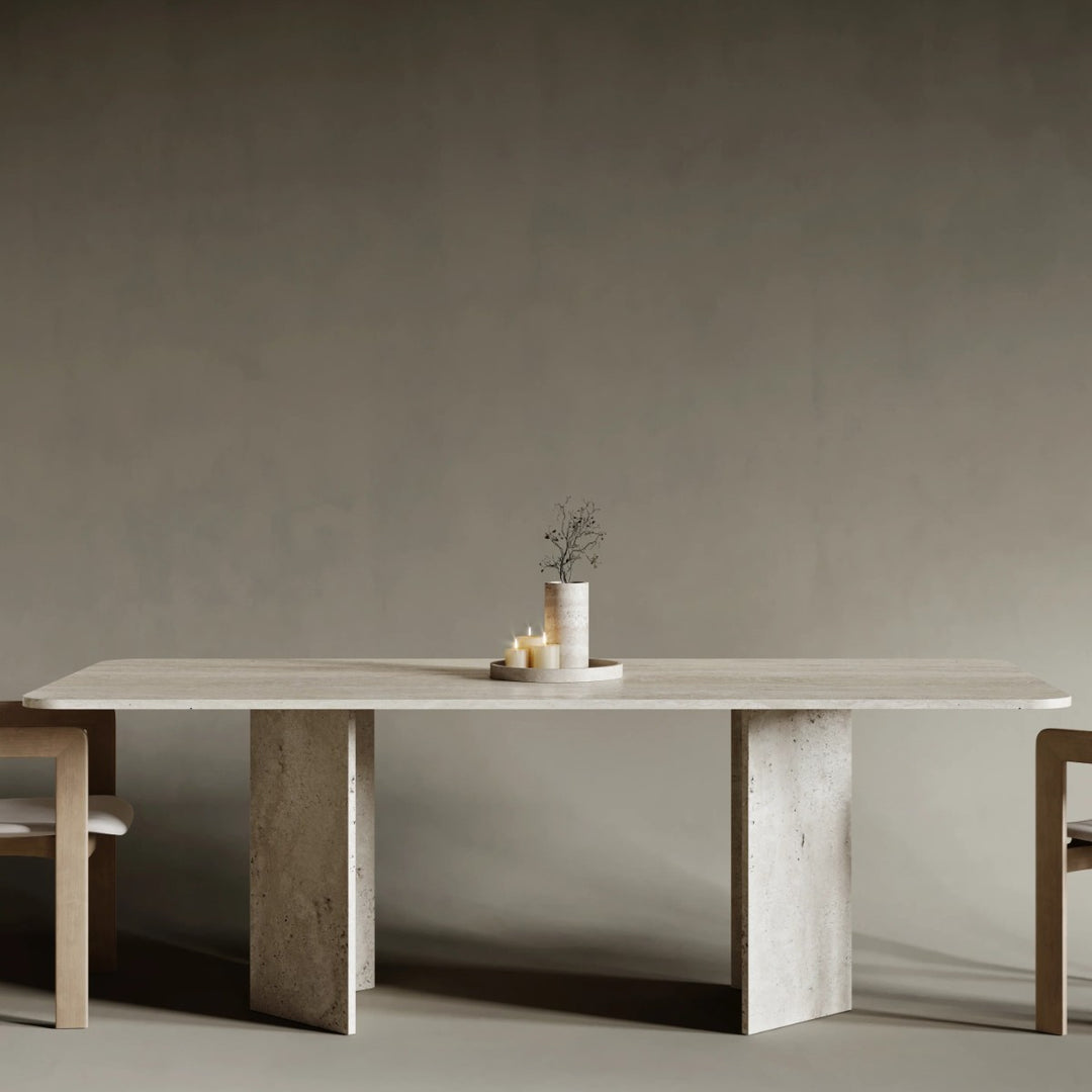 Manica Rectangular Travertine Dining Table 1