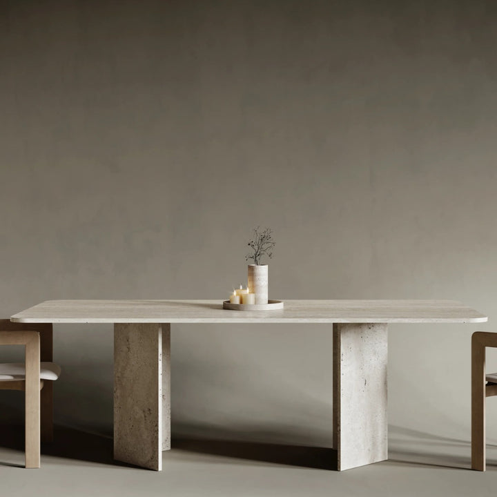 Manica Rectangular Travertine Dining Table 1