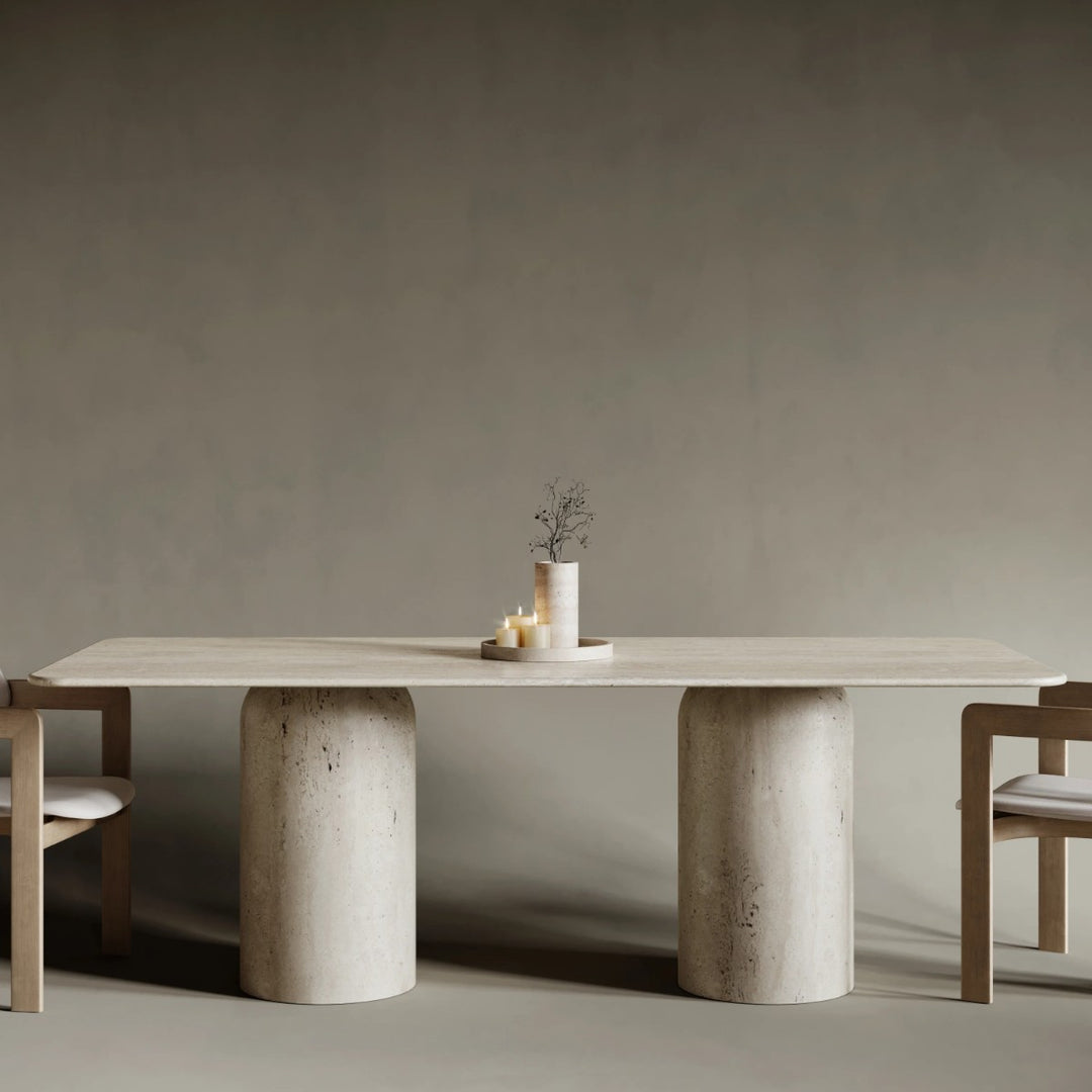 Manila Rectangular Travertine Dining Table 1