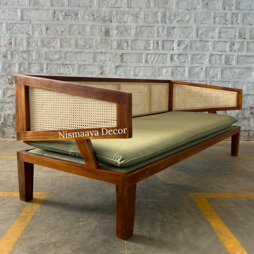 Marvin Solid Teak Wood & Rattan 3 Seater Sofa 3