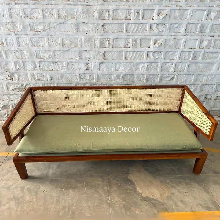 Marvin Solid Teak Wood & Rattan 3 Seater Sofa 1