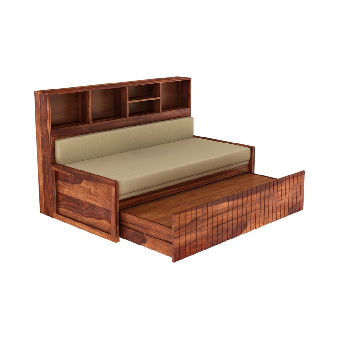 Naida Solid Sheesham Wood 3 Seater Sofa Cum 3