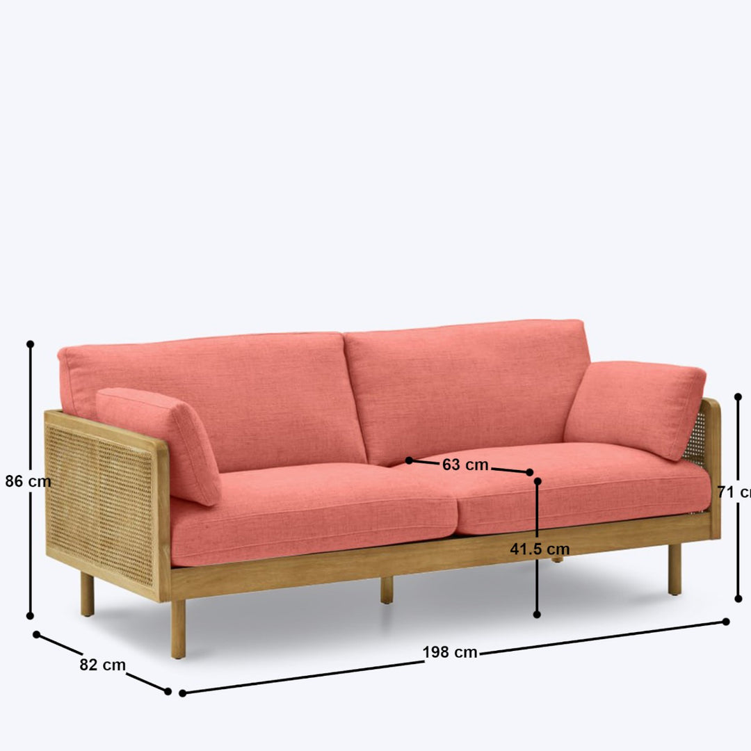 Nismaaya Aero Rattan 3 Seater Sofa Honey Finish 5