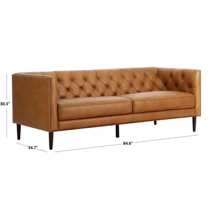 Nismaaya Camishia Leather Chesterfield 3 Seater Sofa